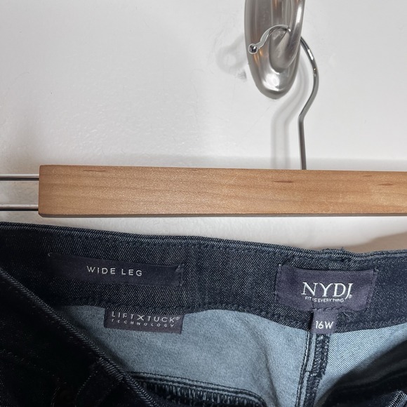 NYDJ Teresa Wide Leg Ankle Jeans Womens Size 16W Dark Rinse Mid Rise Stretch - Picture 3 of 7